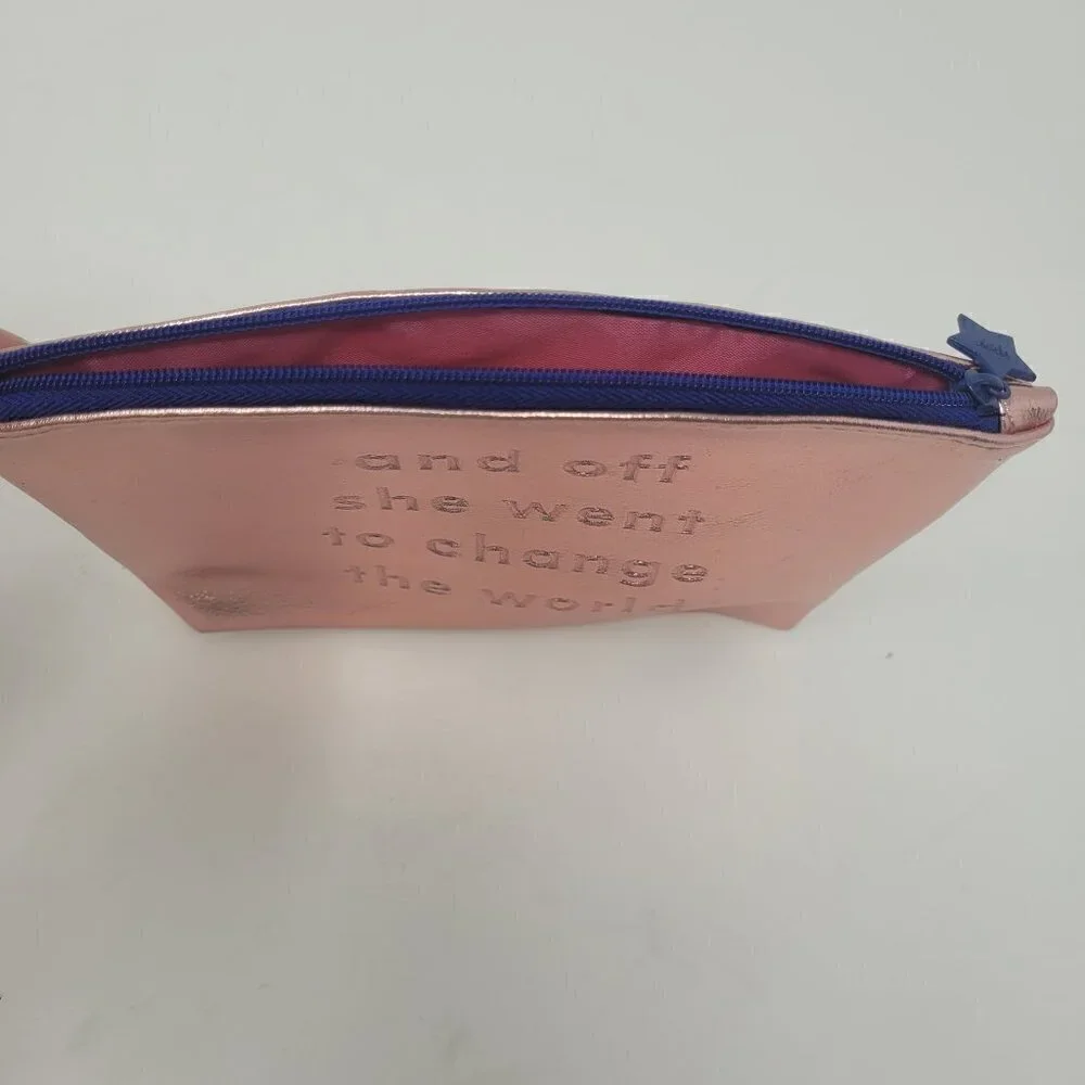 IPSY Metallic Pink “And Off She Went To Change The World” Cosmetic Bag